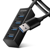 Хаб AXAGON HUE-M1AL SuperSpeed USB-A MINI hub,  USB-A cable 120 cm, Black