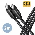 AXAGON Кабель AXAGON BUCM32-CM20AB USB-C  <-> USB-C 3.2 Gen 2, 2m, PD 100W, 5A, 4K HD, Black