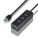 AXAGON Хаб AXAGON HUE-S2BL USB3.0 CHARGING hub, .2m Cable, MicroUSB Charging, Black