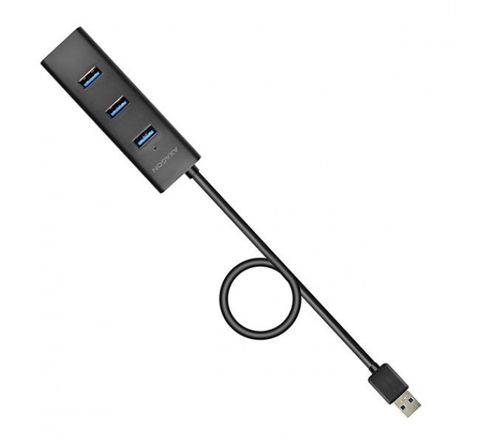 AXAGON Хаб AXAGON HUE-S2BL USB3.0 CHARGING hub, .2m Cable, MicroUSB Charging, Black