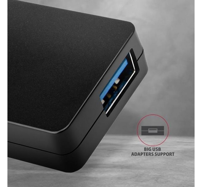 AXAGON Хаб AXAGON HUE-G1A SuperSpeed USB SLIM hub, cable 14cm Type-A, Black