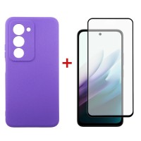 Чохол до мобільного телефона Dengos Carbon Kit for Xiaomi Redmi 15 4G case + glass Purple (DG-KM-164)