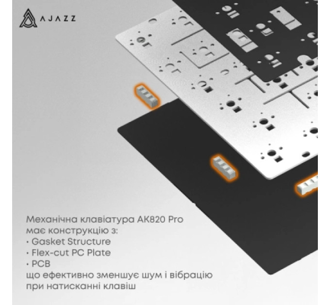 Ajazz Клавіатура Ajazz AK820 Pro Gift Switch Black RGB USB/Wireless/Bluetooth UA Black (AK820PRO-G-BGY)