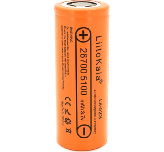 Liitokala Акумулятор 26700 Li-Ion 5000mah 5100-5200mah, 3.7V (2.75-4.2V), Orange Liitokala (Lii-52S)