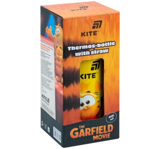 Kite Поїльник-непроливайка Kite Garfield термос з трубочкою 400 мл (GF25-1261)
