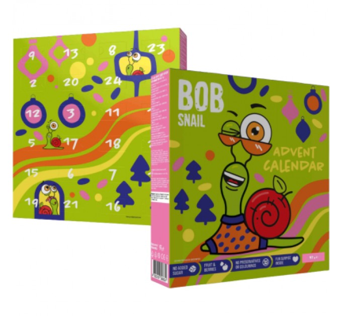 Bob Snail Цукерка Bob Snail Адвент-календар Диско з іграшками та стікерами 135 г (4820219347040)