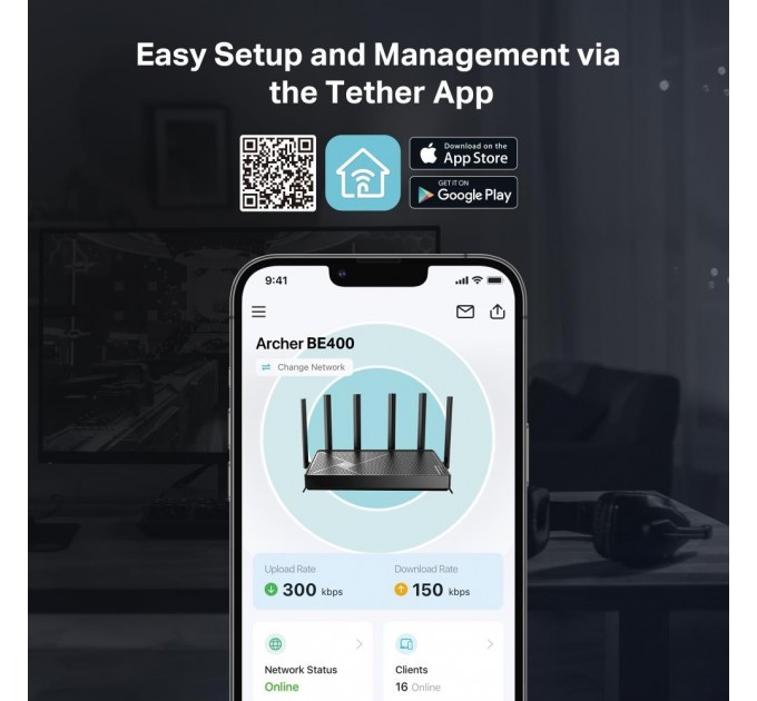 TP-Link Маршрутизатор, Archer BE400 TP-LINK