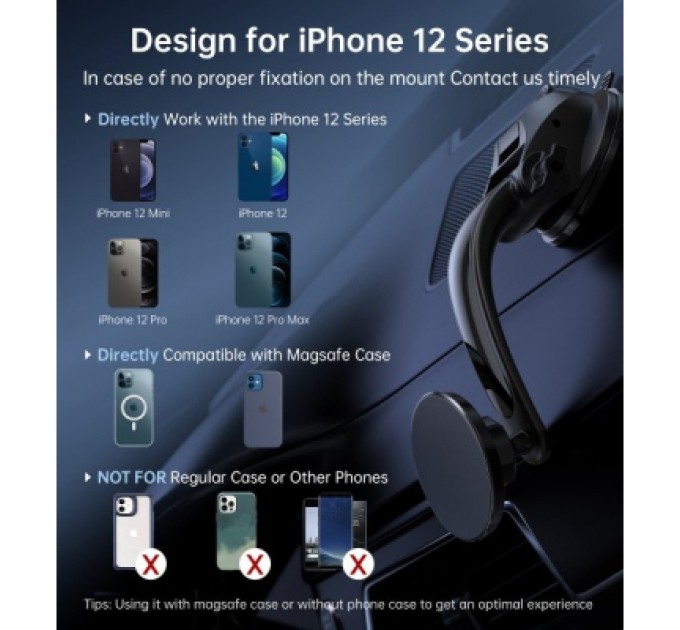 Choetech Універсальний автотримач Choetech з магнітним кріпленням на скло або торпеду (AT0005-BK)