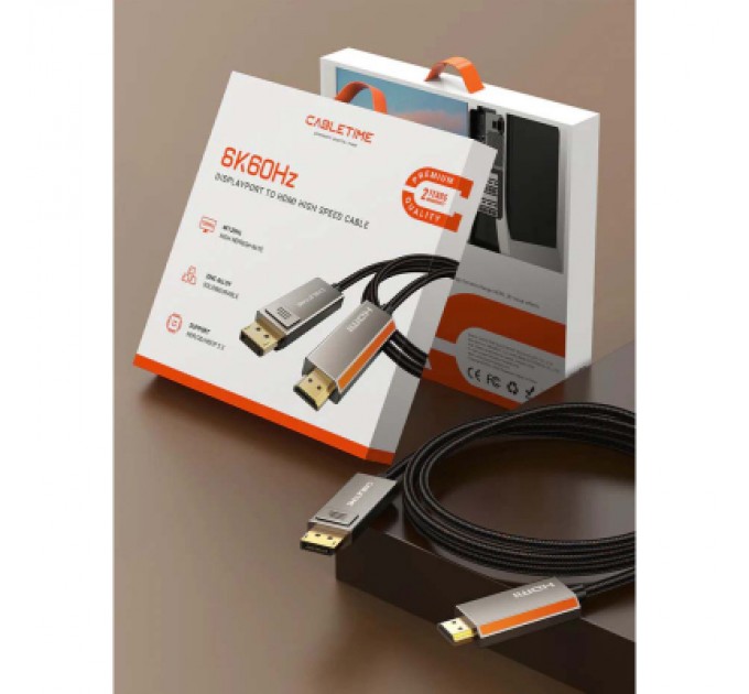 Cabletime Кабель мультимедійний DisplayPort M to HDMI M 8K60Hz Cabletime (CA916405)