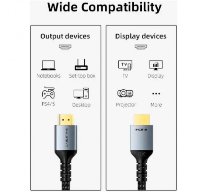 Cabletime Кабель мультимедійний HDMI M to HDMI M 3.0m V2.1 8K60Hz Cabletime (CA915842)