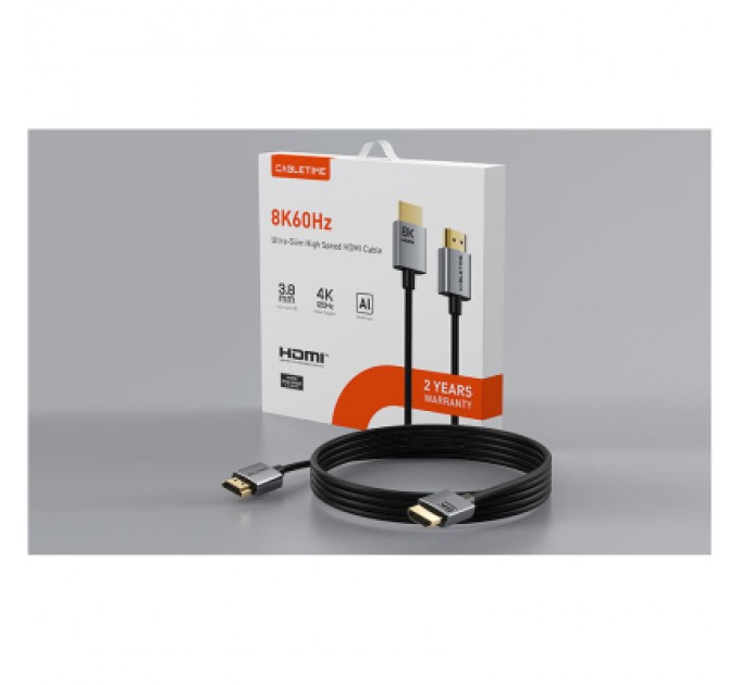 Cabletime Кабель мультимедійний HDMI M to HDMI M 2.0m V2.1 8K60Hz Cabletime (CA915910)