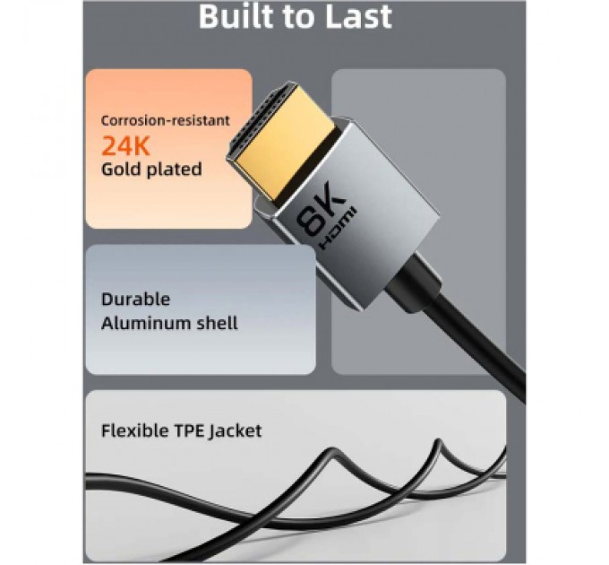 Cabletime Кабель мультимедійний HDMI M to HDMI M 2.0m V2.1 8K60Hz Cabletime (CA915910)
