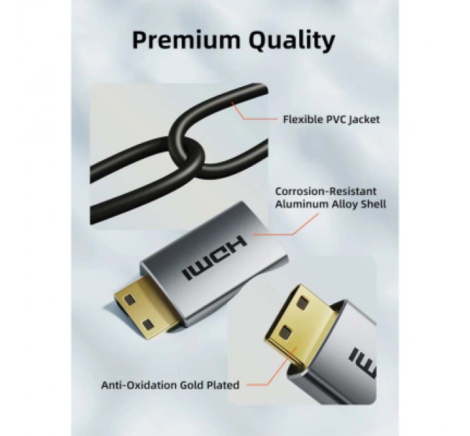 Cabletime Кабель мультимедійний HDMI micro M to HDMI M 0.5m 8K60Hz Cabletime (CA915873)