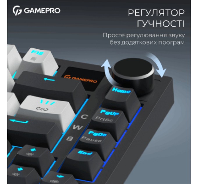 GamePro Клавіатура GamePro Asgard Valhalla Pro MK160B-D-Pro Rainy Switch Wireless/Bluetooth/USB UA Black (MK160B-D-Pro)