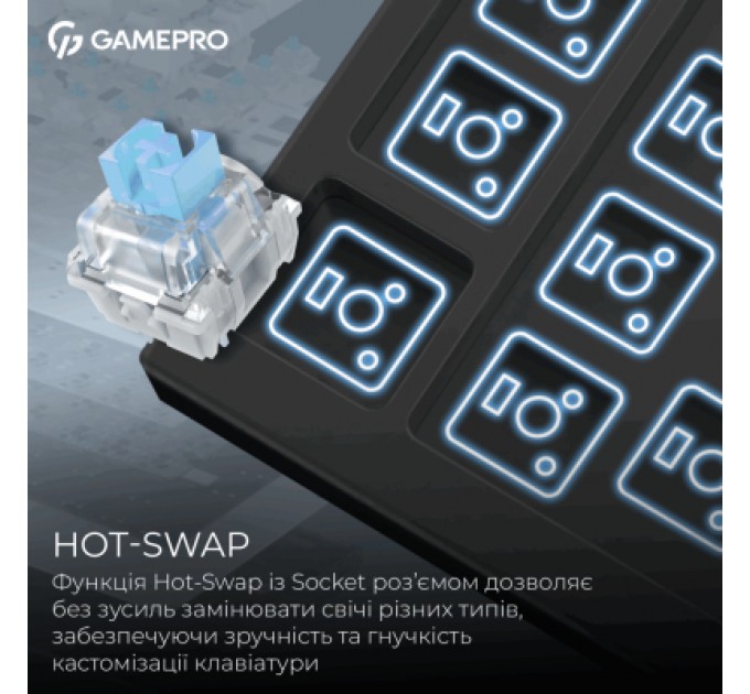 GamePro Клавіатура GamePro Asgard Valhalla Pro MK160B-D-Pro Rainy Switch Wireless/Bluetooth/USB UA Black (MK160B-D-Pro)