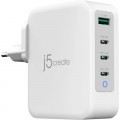 J5create Зарядний пристрій J5create 1xUSB + 3xUSB-C 130W GaN QC3.0/PD/PPS (JUP43130E-EN)