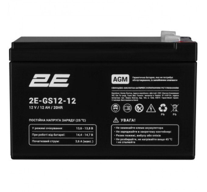 2E Батарея до ДБЖ 2E 2E-GS12-12 12V 12Ah (2E-GS12-12)