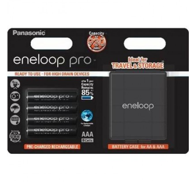 Panasonic Акумулятор Panasonic Eneloop Pro AAA 930 mAh * 4 + Case (BK-4HCDEC4BE)
