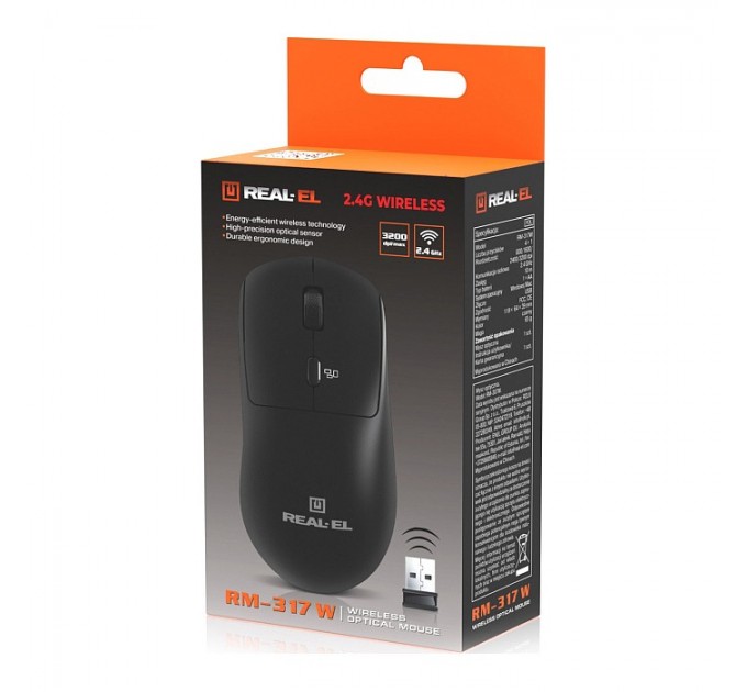 REAL-EL Миша бездротова REAL-EL RM-317W Black