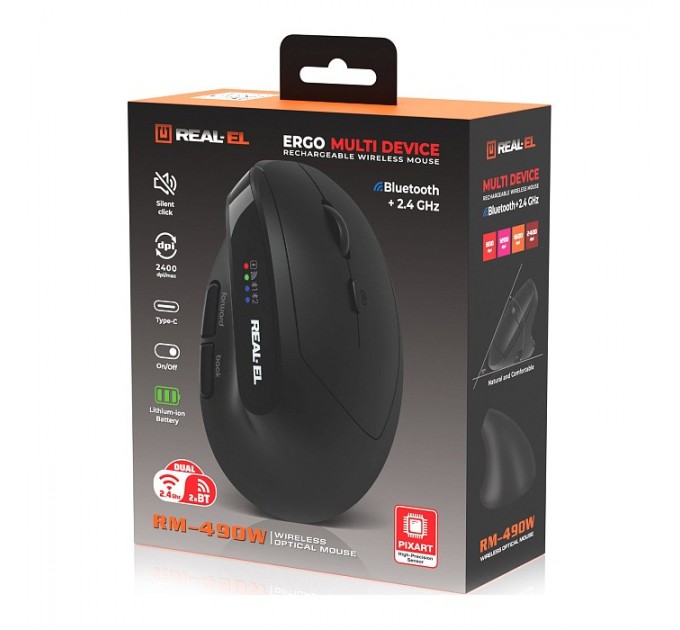 REAL-EL Миша бездротова REAL-EL RM-490W Black