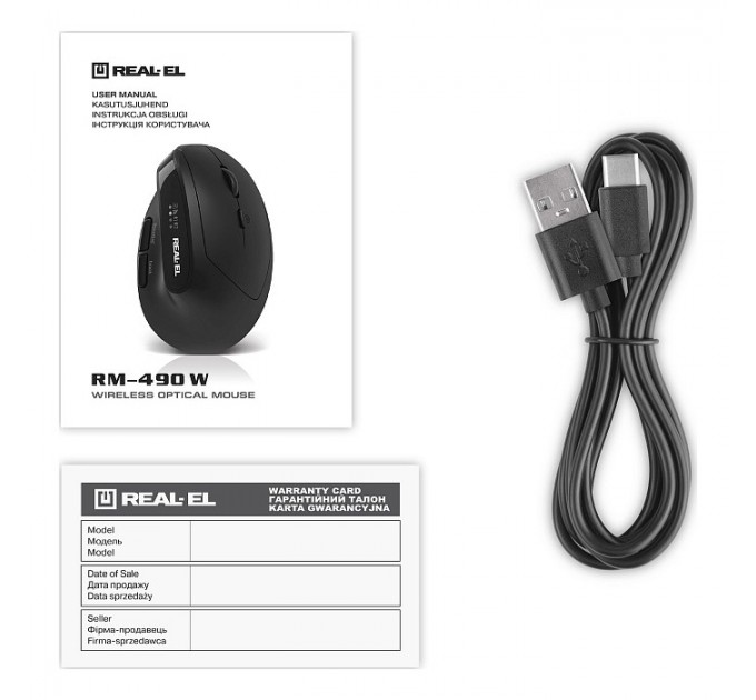 REAL-EL Миша бездротова REAL-EL RM-490W Black