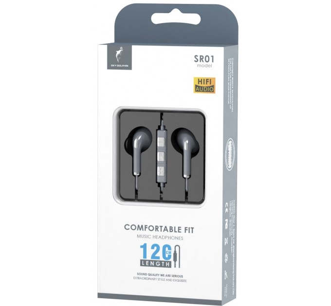 SkyDolphin Гарнітура SkyDolphin SR01 with mic Silver (HF-000476)