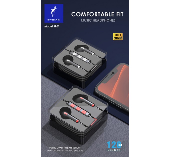 SkyDolphin Гарнітура SkyDolphin SR01 with mic Silver (HF-000476)