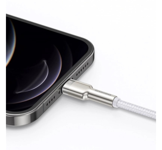 Baseus Дата кабель USB 2.0 AM to Lightning 1.0m Cafule Series Metal 2.4A White Baseus (CALJK-A02)