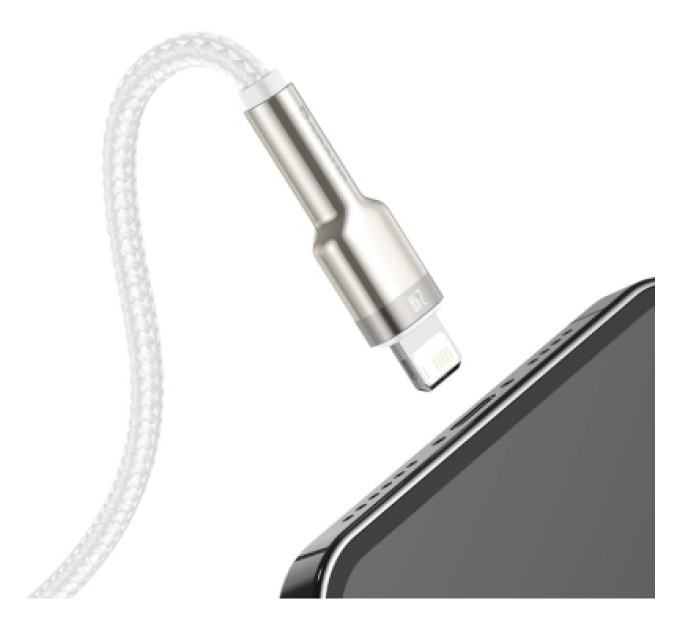 Baseus Дата кабель USB 2.0 AM to Lightning 1.0m Cafule Series Metal 2.4A White Baseus (CALJK-A02)