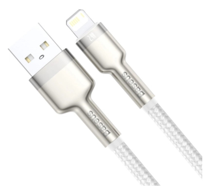 Baseus Дата кабель USB 2.0 AM to Lightning 1.0m Cafule Series Metal 2.4A White Baseus (CALJK-A02)