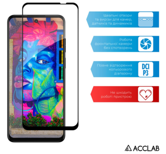 ACCLAB Скло захисне ACCLAB Full Glue MOTO G32 Black (1283126544309)