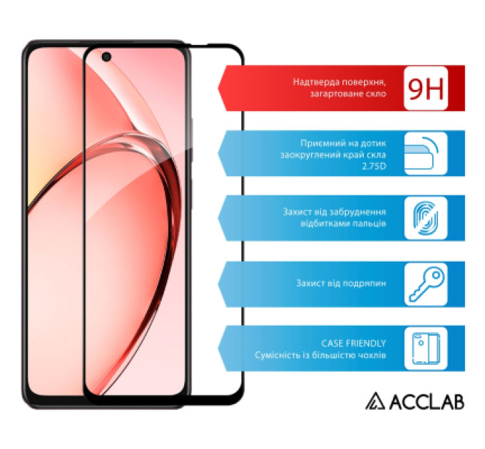 ACCLAB Скло захисне ACCLAB Full Glue Oppo A3x Black (1283126598890)