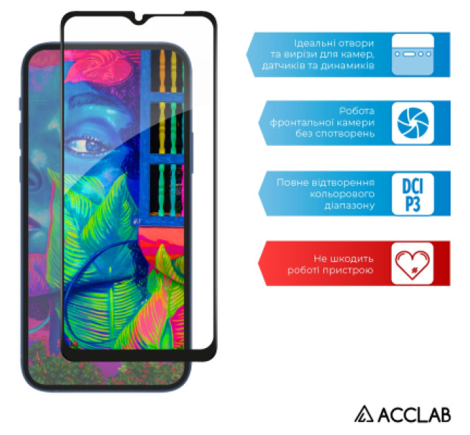 ACCLAB Скло захисне ACCLAB Full Glue Samsung A03 Black (1283126521621)
