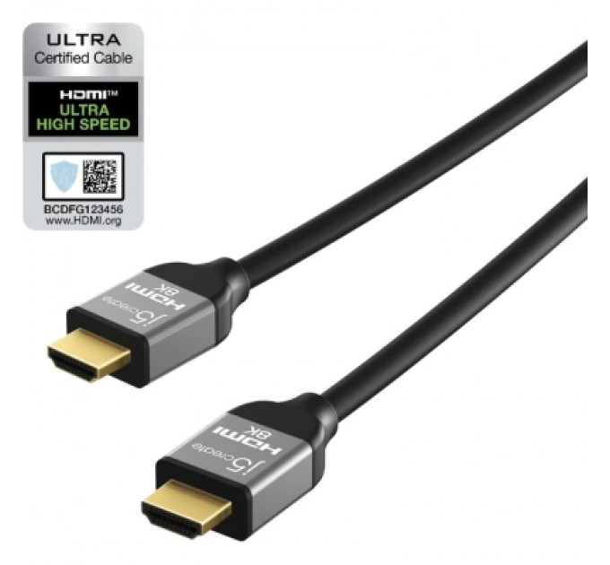J5create Кабель мультимедійний HDMI M to HDMI M 2.0m V2.1 8K 60Hz HDR10 HLG 48Gbp J5create (JDC53-N)