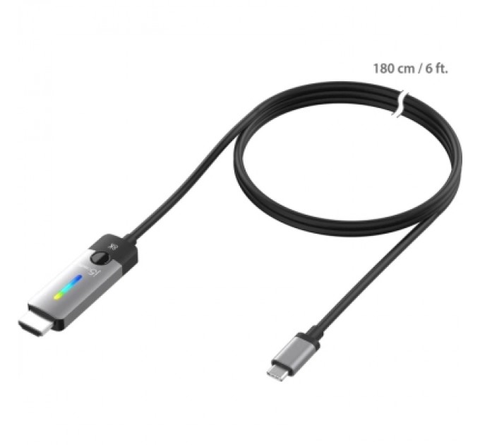 J5create Кабель мультимедійний USB-C to HDMI M 1.8m 8K 60Hz LED RGB J5create (JCC157-N)