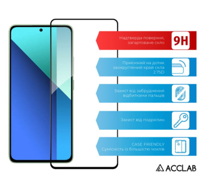 ACCLAB Скло захисне ACCLAB Full Glue Xiaomi Redmi Note 13 4G Black (1283126583704)