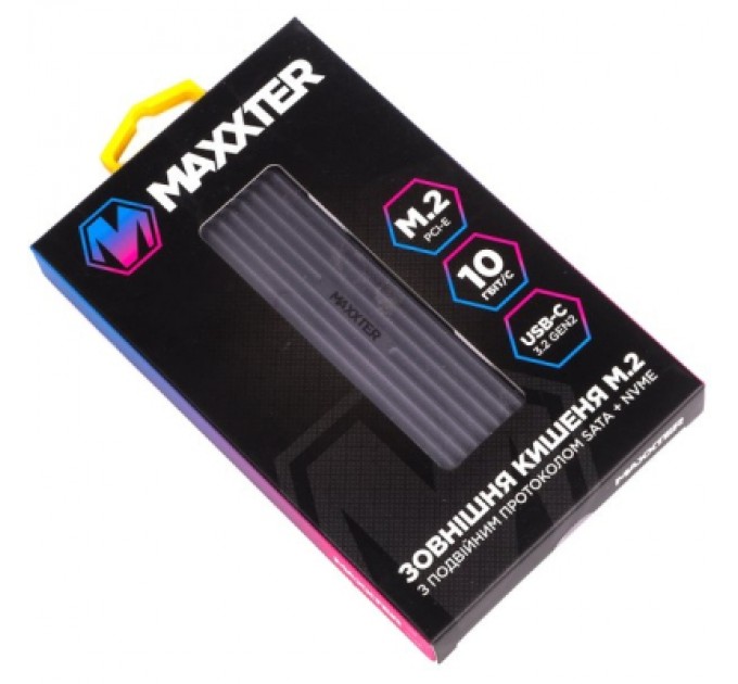 Maxxter Кишеня зовнішня Maxxter M.2 NVMe & SATA SSD to USB-C 10Gbps black (EHDE-2280D-01)