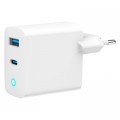 Gembird Зарядний пристрій Gembird 1xUSB-C PD30W + 1xUSB QC3.0 LED white (TA-UC-PDQC30L-W-01)
