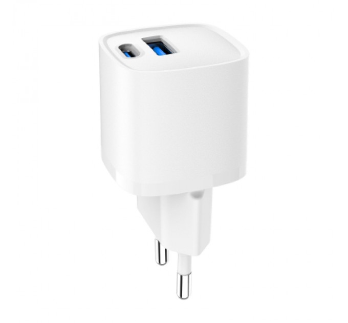 Gembird Зарядний пристрій Gembird 1xUSB-C PD20W + 1xUSB QC3.0 white (TA-UC-PDQC20-W-01)