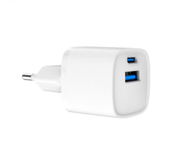 Gembird Зарядний пристрій Gembird 1xUSB-C PD20W + 1xUSB QC3.0 white (TA-UC-PDQC20-W-01)