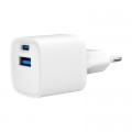Gembird Зарядний пристрій Gembird 1xUSB-C PD20W + 1xUSB QC3.0 white (TA-UC-PDQC20-W-01)