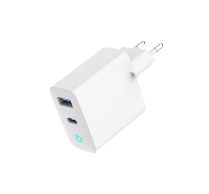 Gembird Зарядний пристрій Gembird 1xUSB-C PD45W + 1xUSB QC3.0 white (TA-UC-PDQC45L-W-01)