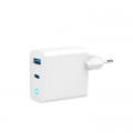 Gembird Зарядний пристрій Gembird 1xUSB-C PD45W + 1xUSB QC3.0 white (TA-UC-PDQC45L-W-01)