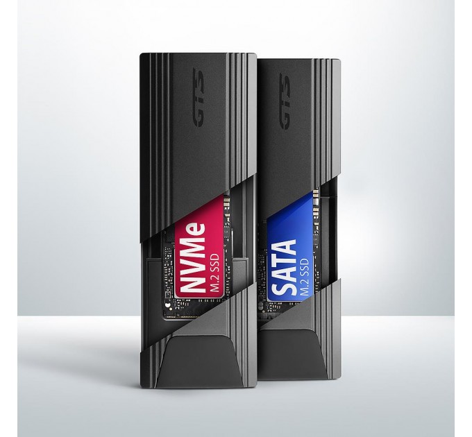 AXAGON Зовнішній карман для накопичувачів AXAGON EEM2-GTS2 USB-C 10Gbps - M.2 NVMe & SATA SSD THIN SCREWLESS box