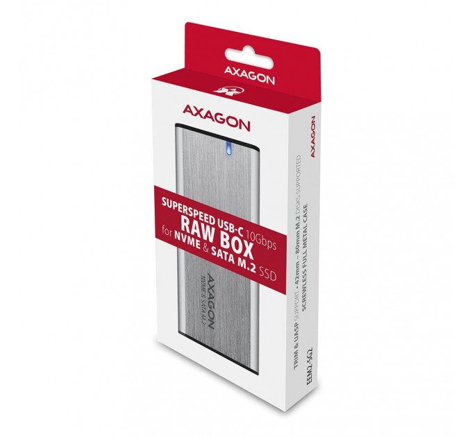 AXAGON Зовнішній карман для накопичувачів AXAGON EEM2-SG2 SuperSpeed+ USB-C - M.2 NVMe & SATA SSD RAW box