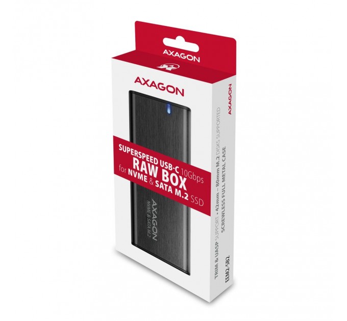 AXAGON Зовнішній карман для накопичувачів AXAGON EEM2-SB2 SuperSpeed+ USB-C - M.2 NVMe & SATA SSD RAW box