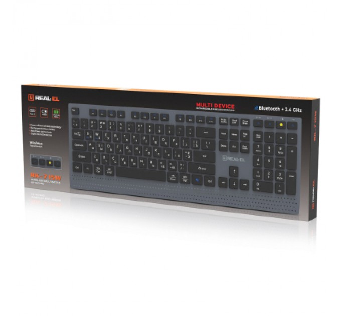 REAL-EL Клавіатура REAL-EL RK-715W Wireless/Bluetooth Black/Gray (EL123100051)
