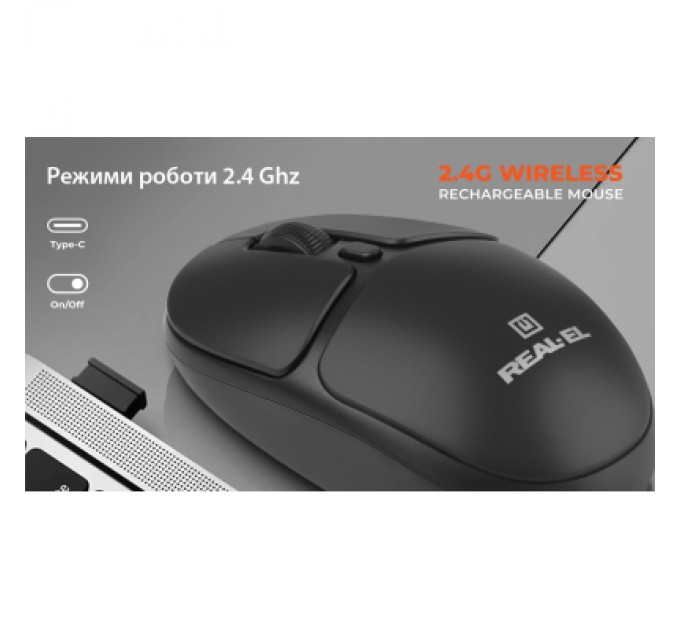 REAL-EL Мишка REAL-EL RM-335W Wireless Black (EL123200055)
