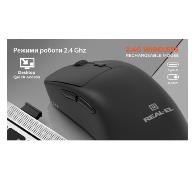 REAL-EL Мишка REAL-EL RM-355W Wireless Black (EL123200054)