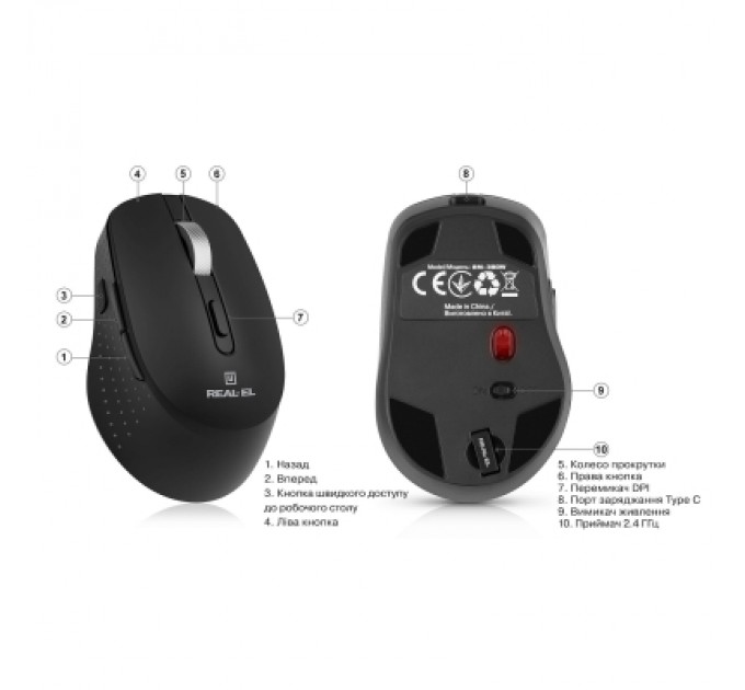 REAL-EL Мишка REAL-EL RM-380W Wireless Black (EL123200057)